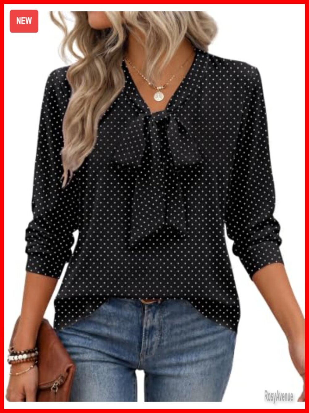 Women's Chiffon Bow Tie Neck Blouse Long Sleeve Work Top